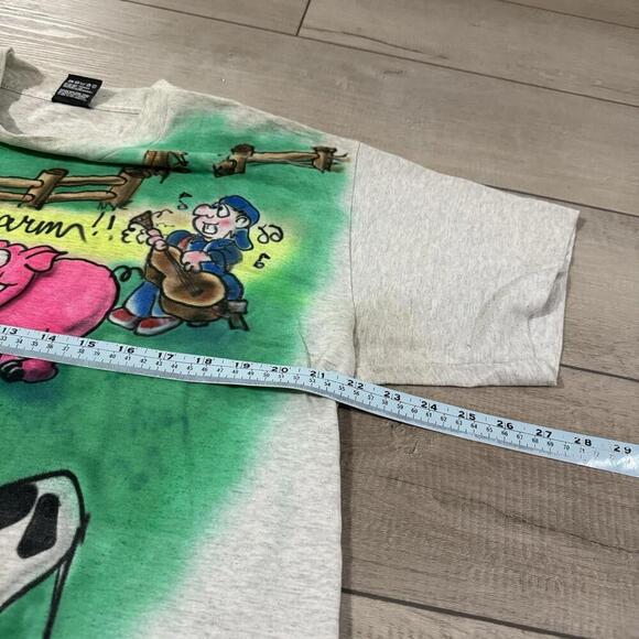 Vintage 90s Airbrush Farm Animals Graphic Tee Family Reunion Made In USA Size L - Picture 12 of 12